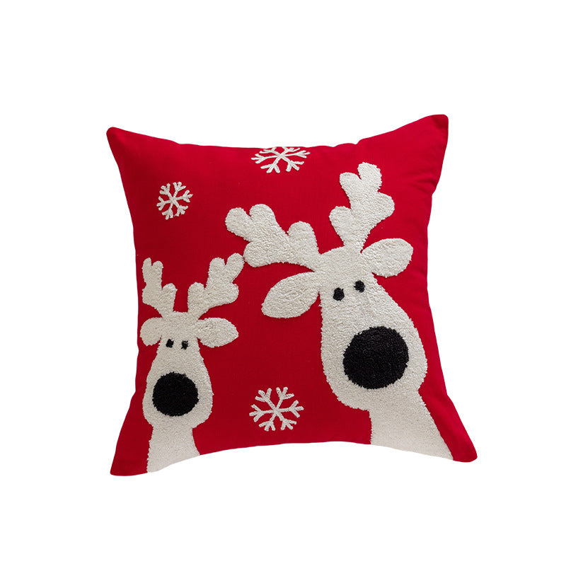 Festive Christmas Themed Embroidered Pillows Holiday Living Room Decor