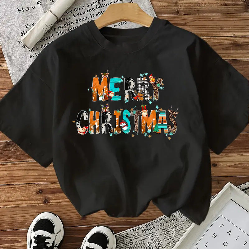 Women’s Cotton Christmas Graphic Tee – Festive Short Sleeve Holiday Top