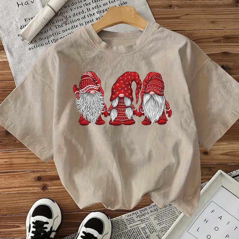 Women’s Cotton Christmas Graphic Tee – Festive Short Sleeve Holiday Top