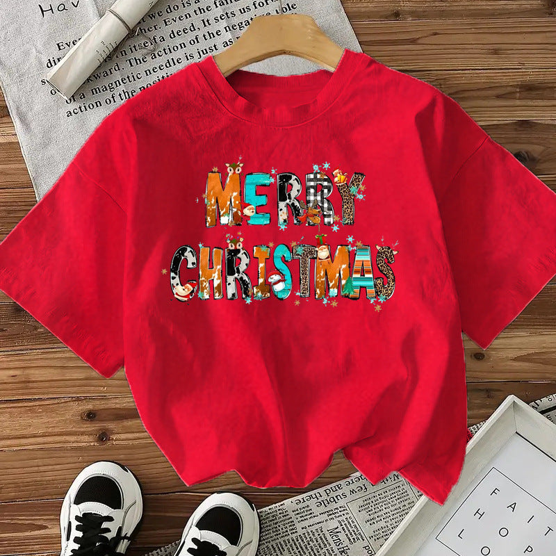Women’s Cotton Christmas Graphic Tee – Festive Short Sleeve Holiday Top