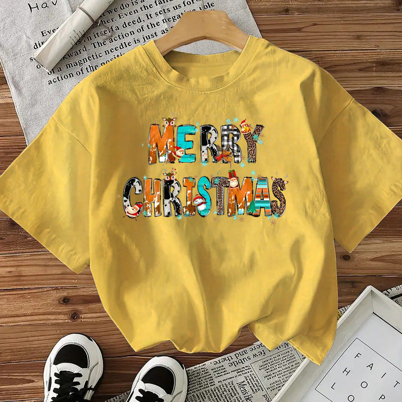 Women’s Cotton Christmas Graphic Tee – Festive Short Sleeve Holiday Top