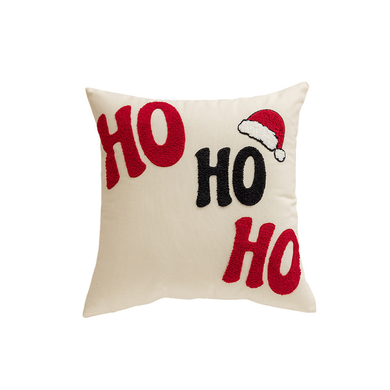 Festive Christmas Themed Embroidered Pillows Holiday Living Room Decor